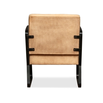 Lounge Chair Cream Genuine Goatskin and Canvas - Image 9