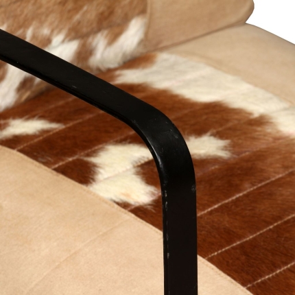 Lounge Chair Cream Genuine Goatskin and Canvas - Image 10