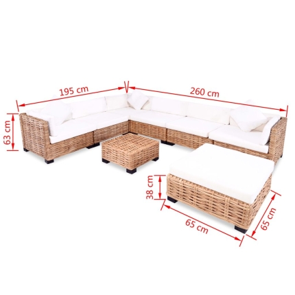 Sofa Set 27 Pieces Natural Rattan - Image 10