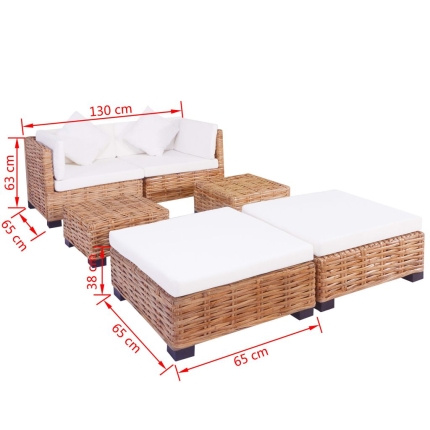 Sofa Set 16 Pieces Natural Rattan - Image 9