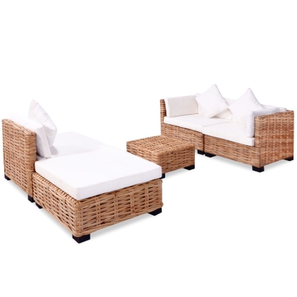 Sofa Set 14 Pieces Natural Rattan - Image 3
