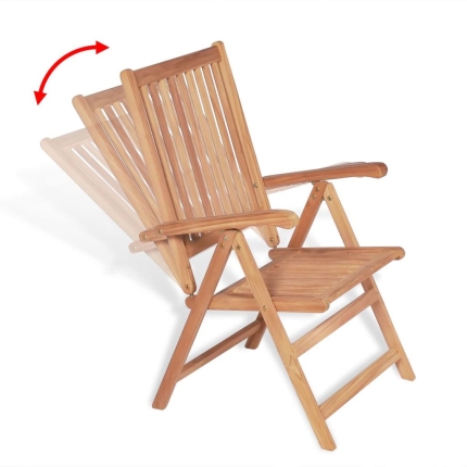 Reclining Garden Chairs 2 pcs Solid Teak Wood - Image 5