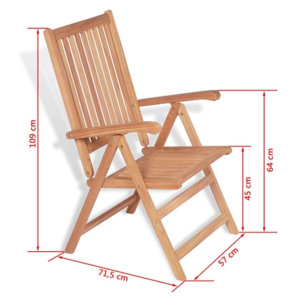 Reclining Garden Chairs 2 pcs Solid Teak Wood - Image 8