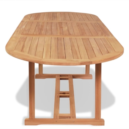9 Piece Outdoor Dining Set with Folding Chairs Solid Teak Wood - Image 4