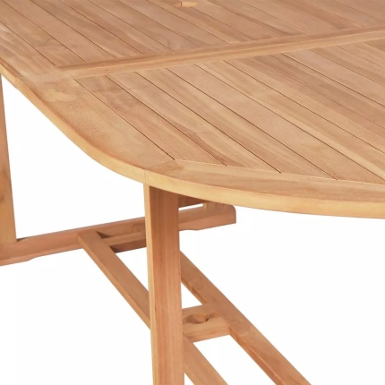 9 Piece Outdoor Dining Set with Folding Chairs Solid Teak Wood - Image 6
