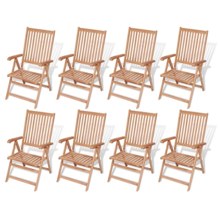9 Piece Outdoor Dining Set with Folding Chairs Solid Teak Wood - Image 7