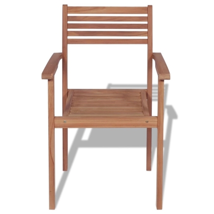 Stackable Garden Chairs 2 pcs Solid Teak Wood - Image 4