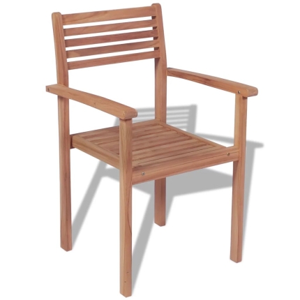 Stackable Garden Chairs 4 pcs Solid Teak Wood - Image 3