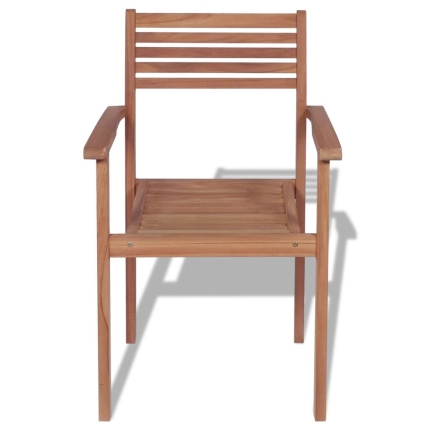 Stackable Garden Chairs 4 pcs Solid Teak Wood - Image 4