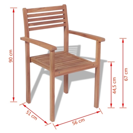 Stackable Garden Chairs 4 pcs Solid Teak Wood - Image 7