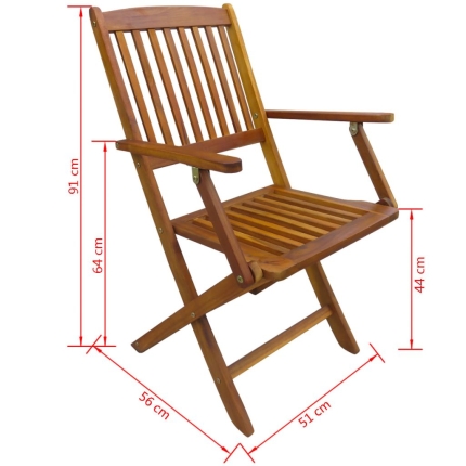 3 Piece Folding Bistro Set solid Acacia Wood - Image 10
