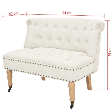 Loveseat Fabric 94x67x76 cm White - Image 5
