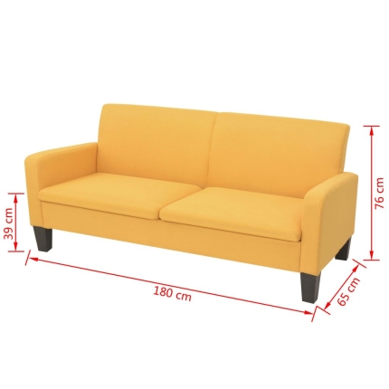 3-Seater Sofa 180x65x76 cm Yellow - Image 4