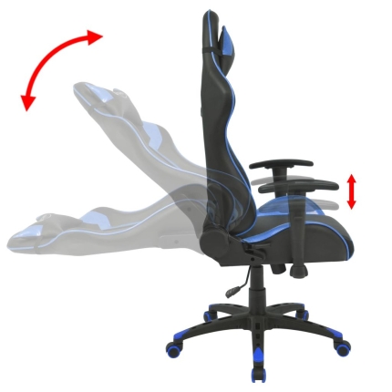 Reclining Office Racing Chair Artificial Leather Blue - Image 3