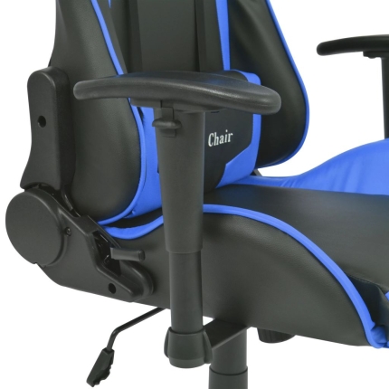 Reclining Office Racing Chair Artificial Leather Blue - Image 4