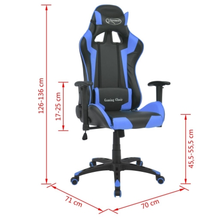 Reclining Office Racing Chair Artificial Leather Blue - Image 6