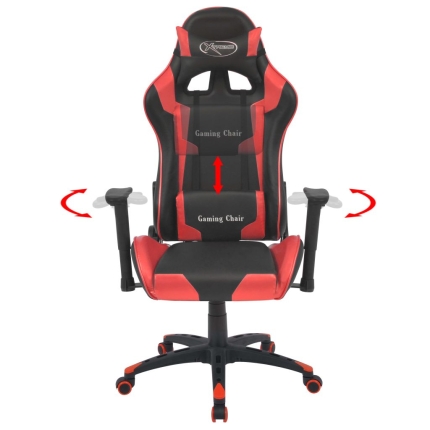 Reclining Office Racing Chair Artificial Leather Red - Image 2