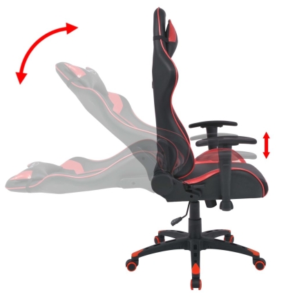 Reclining Office Racing Chair Artificial Leather Red - Image 3