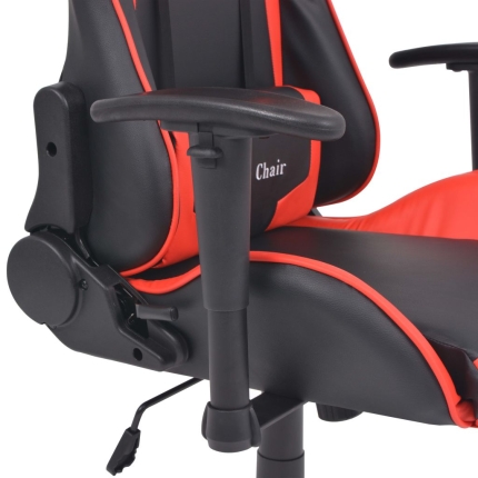 Reclining Office Racing Chair Artificial Leather Red - Image 4