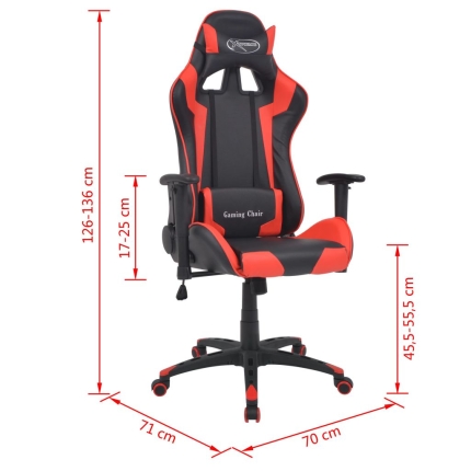 Reclining Office Racing Chair Artificial Leather Red - Image 6