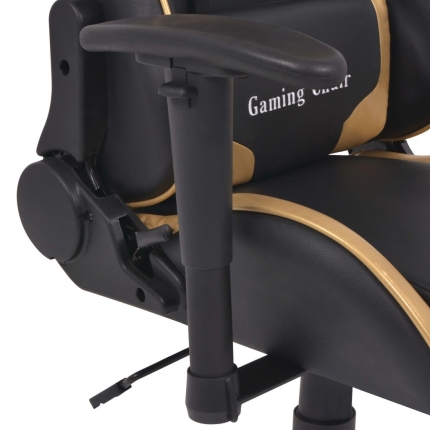 Reclining Office Racing Chair Artificial Leather Gold - Image 4