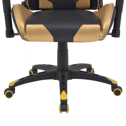 Reclining Office Racing Chair Artificial Leather Gold - Image 5