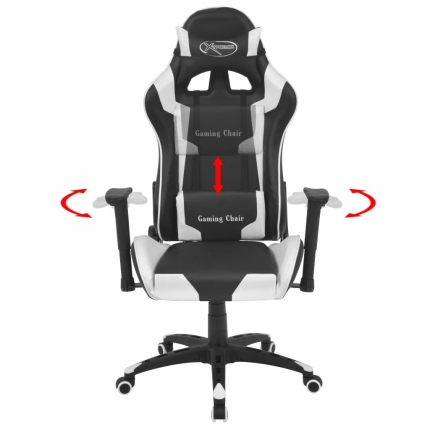 Reclining Office Racing Chair Artificial Leather White - Image 2