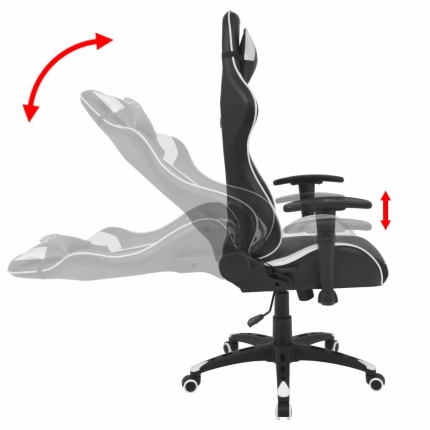 Reclining Office Racing Chair Artificial Leather White - Image 3