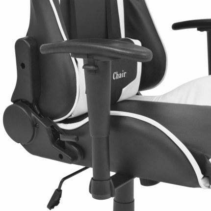 Reclining Office Racing Chair Artificial Leather White - Image 4