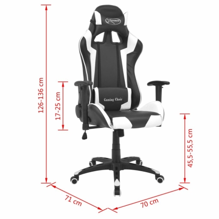 Reclining Office Racing Chair Artificial Leather White - Image 6