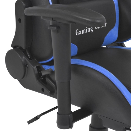 Reclining Office Racing Chair with Footrest Blue - Image 4