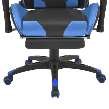 Reclining Office Racing Chair with Footrest Blue - Image 5