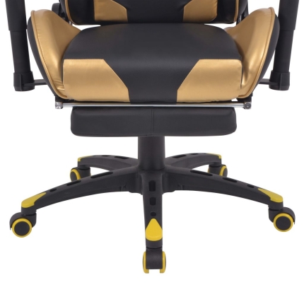 Reclining Office Racing Chair with Footrest Gold - Image 4