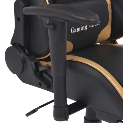 Reclining Office Racing Chair with Footrest Gold - Image 6