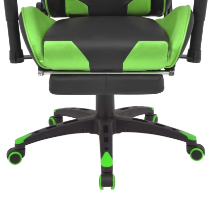 Reclining Office Racing Chair with Footrest Green - Image 5