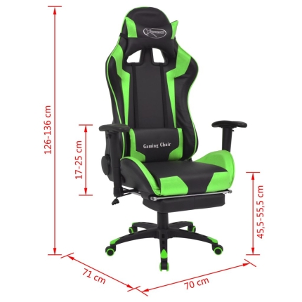 Reclining Office Racing Chair with Footrest Green - Image 7