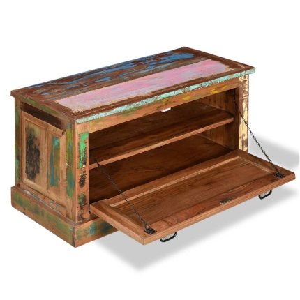 Shoe Storage Bench Solid Reclaimed Wood - Image 5