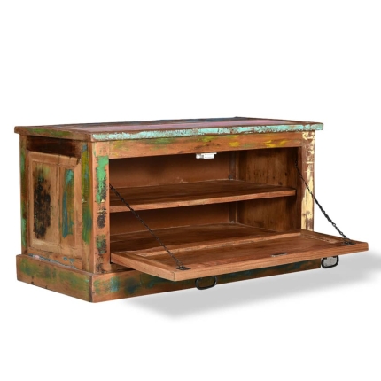 Shoe Storage Bench Solid Reclaimed Wood - Image 6