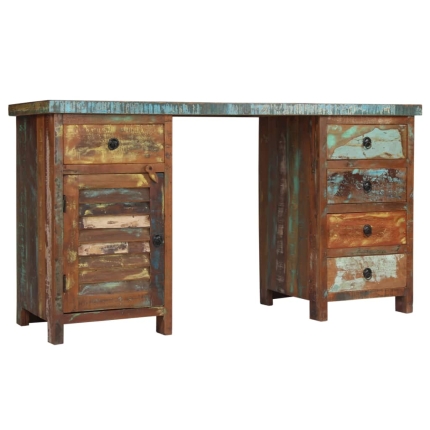 Pedestal Desk Solid Reclaimed Wood 140x50x77 cm - Image 4