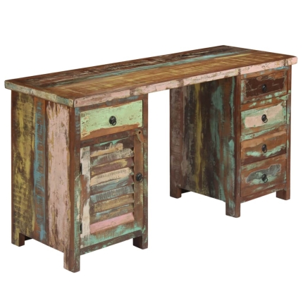 Pedestal Desk Solid Reclaimed Wood 140x50x77 cm - Image 9