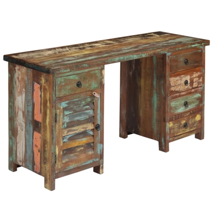 Pedestal Desk Solid Reclaimed Wood 140x50x77 cm - Image 10