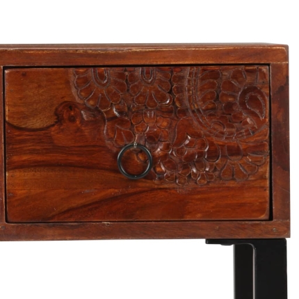 Desk Solid Sheesham Wood and Real Leather 117x50x76 cm - Image 9