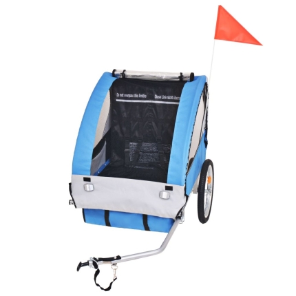 Kids' Bicycle Trailer Grey and Blue 30 kg - Image 2