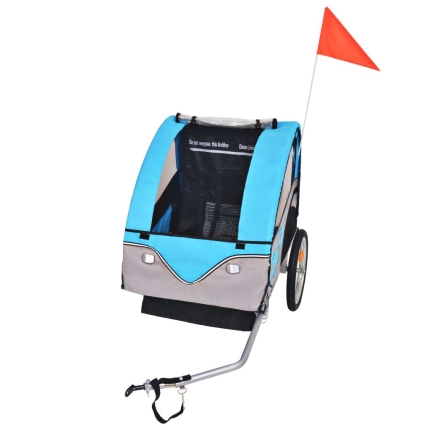 Kids' Bicycle Trailer Grey and Blue 30 kg - Image 2