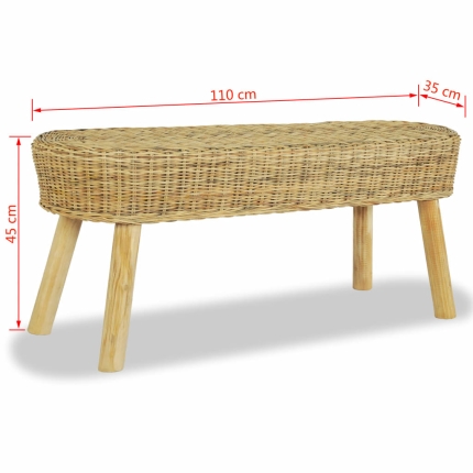 Hall Bench 110x35x45 cm Natural Rattan - Image 5