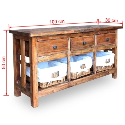 Sideboard Solid Reclaimed Wood 100x30x50 cm - Image 6