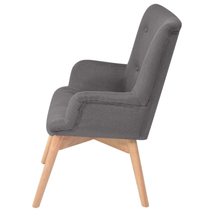 Armchair with Footstool Grey Fabric - Image 3