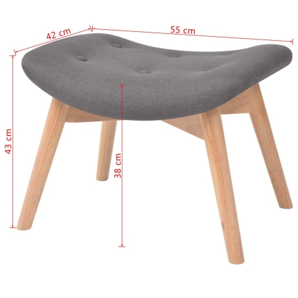 Armchair with Footstool Grey Fabric - Image 10