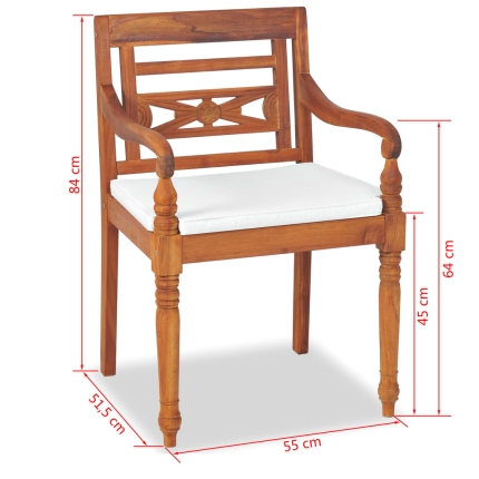 Batavia Chairs 2 pcs with Cushions Solid Teak Wood - Image 6