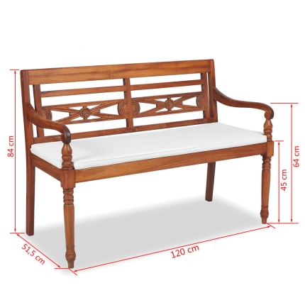 Batavia Bench with Cushions 120 cm Teak - Image 5
